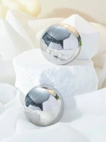 1雙時尚圓形耳釘適合女士日常裝飾 - 銀色 - 查看 1