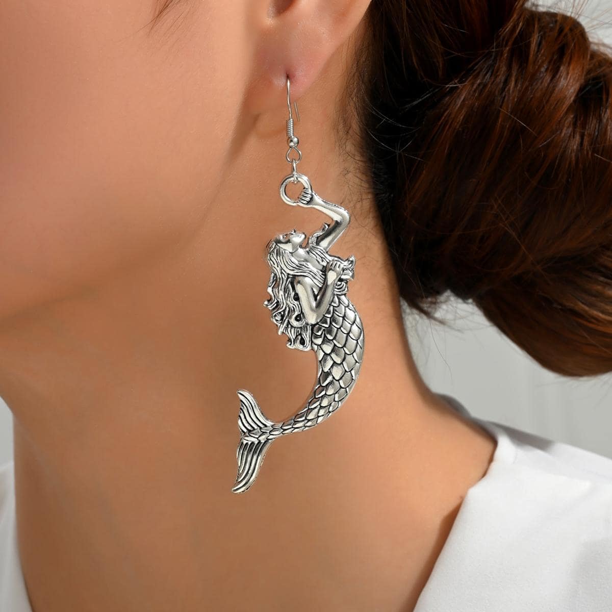 1 Cặp Thời Trang Hợp Kim Kẽm Nàng Tiên Cá Dangle Bông Tai Cho Phụ Nữ Cho Quà Tặng Hẹn Hò - trắng - Xem 1