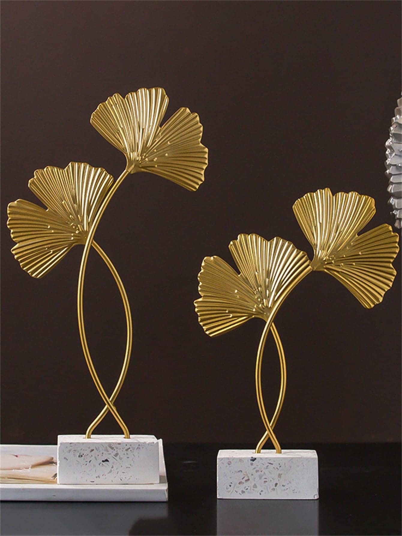 1 chiếc Lá Bạch Quả Thiết Kế Trang Trí Thủ Công, Nghệ Thuật Bắc Âu Trang Trí Trang Trí Nhà Cửa - Vàng - Xem 1