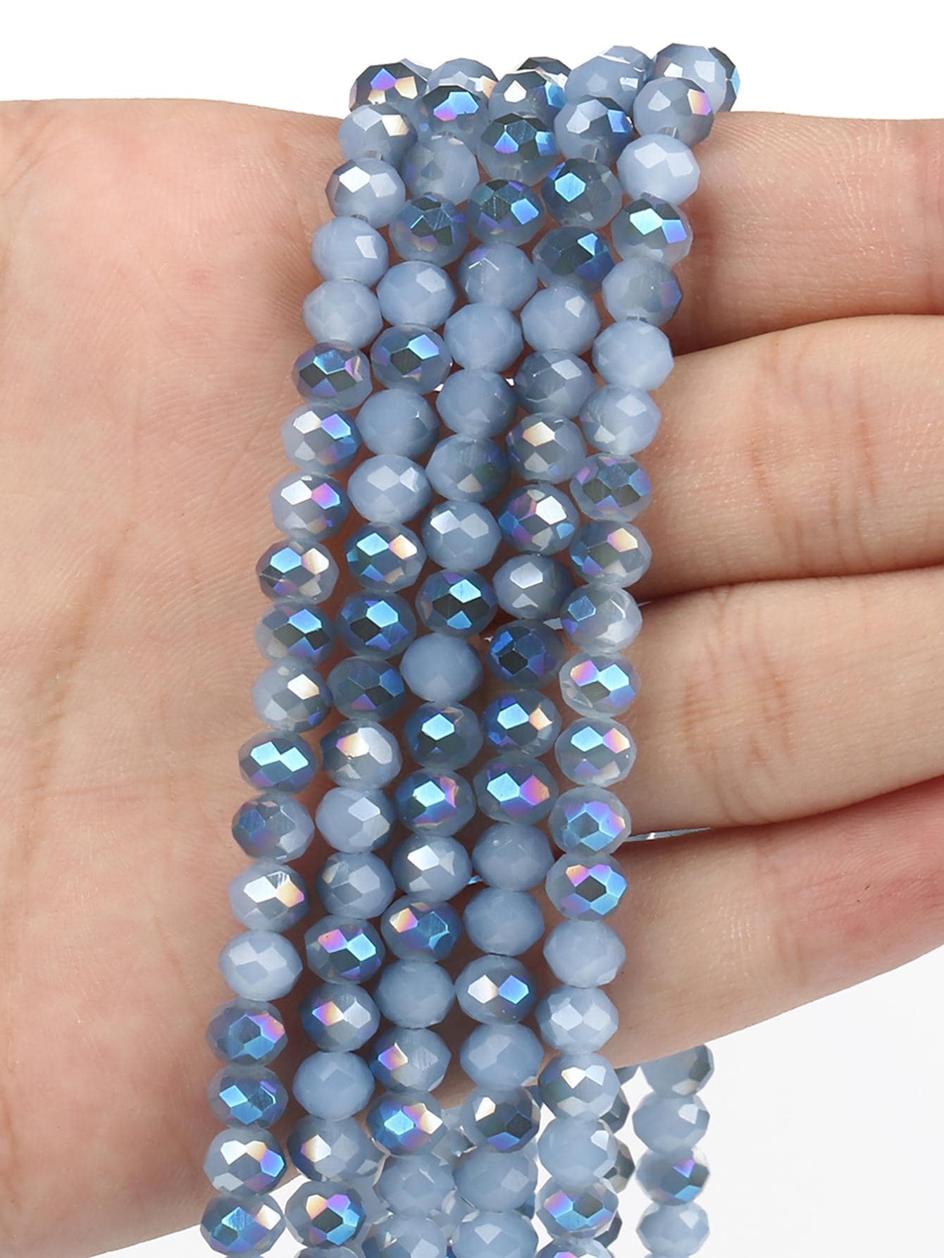 1 hebra Cuenta DIY de moda artificial cristal para mujeres para la fabricación de joyas de bricolaje - Azul y blanco - Ver 1