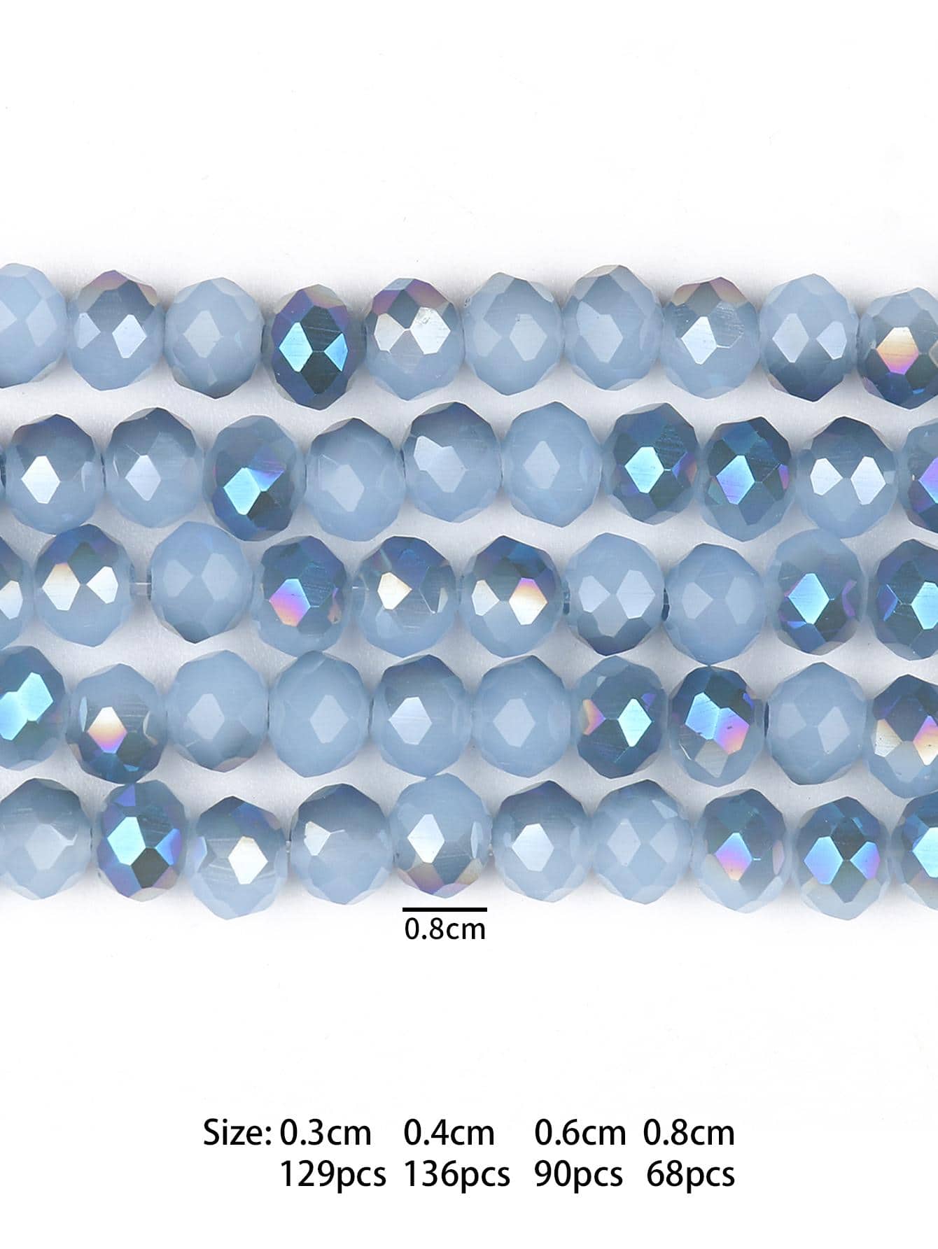 1 hebra Cuenta DIY de moda artificial cristal para mujeres para la fabricación de joyas de bricolaje - Azul y blanco - Ver 2