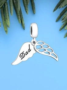 HuooNew 1pc Fashion DAD Wing Design Sterling Silver DIY Pendant For Women For DIY Necklace Bracelet Jewelry Making - Silver - View 3