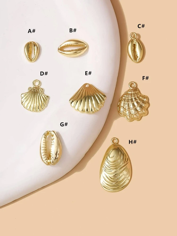 20 piezas/set de moda aleación de zinc con concha Colgante DIY para mujeres para Fabricación de joyas - Amarillo Oro - Añade 5