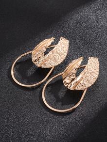 1 Đôi Thời Trang Họa Tiết Kim Loại Bông Tai Giọt Nước Cho Nữ Trang Trí Mùa Xuân Hè - Vàng - Xem 2