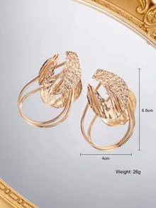 1 Đôi Thời Trang Họa Tiết Kim Loại Bông Tai Giọt Nước Cho Nữ Trang Trí Mùa Xuân Hè - Vàng - Xem 6