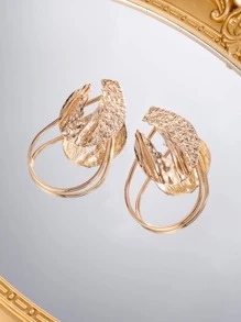 1 Đôi Thời Trang Họa Tiết Kim Loại Bông Tai Giọt Nước Cho Nữ Trang Trí Mùa Xuân Hè - Vàng - Xem 5