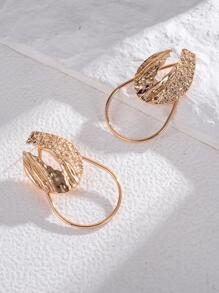 1 Đôi Thời Trang Họa Tiết Kim Loại Bông Tai Giọt Nước Cho Nữ Trang Trí Mùa Xuân Hè - Vàng - Xem 4