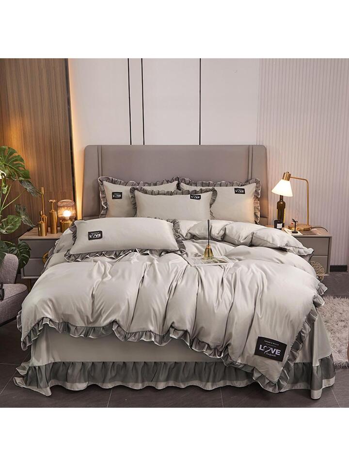 Morbuy Bettrock Set 3-teilig - Rüschen Tagesdecke Mit 2 Kissenbezügen 150x200cm