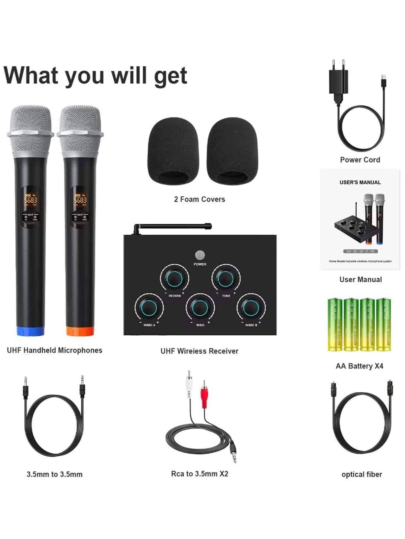 DIGITNOW! Karaoke Microphone Mixer System Set With Dual UHF Wireless