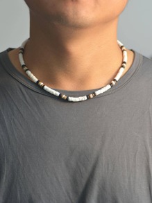 1pc Fashionable Color Block Beaded Necklace For Men Women For Daily Decoration, For Jewelry Gift And Party