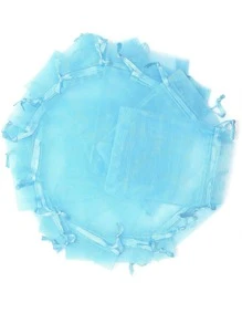 20 件珠寶禮品袋,生日結婚紀念日禮品袋,糖果巧克力抽繩網狀仙女袋 - 淺藍色 - 查看 1