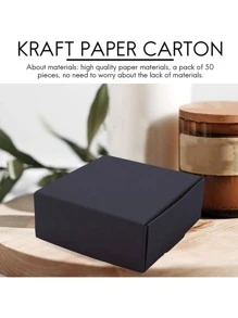 10pcs Solid Color Gift Box, Simple Plain Color Paper Gift Box For Party, Holiday - Black - View 3