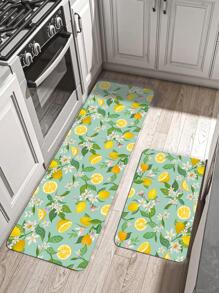1 Tấm Thảm Nhà Bếp In Hình Quả Chanh Chống Trơn Trượt, Thảm Trải Sàn In Hình Trái Cây Hiện Đại Cho Nhà Bếp - Màu xanh chanh - Xem 8