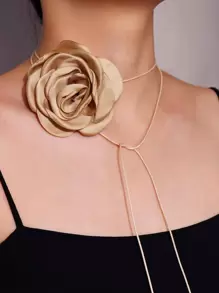1pc Fashion Flower Decor Necklace For Women For Daily Decoration - Khaki - View 1