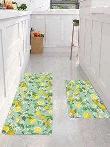 1 Tấm Thảm Nhà Bếp In Hình Quả Chanh Chống Trơn Trượt, Thảm Trải Sàn In Hình Trái Cây Hiện Đại Cho Nhà Bếp - Màu xanh chanh - Xem 6