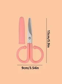 1pc Plain Color Scissors, Nordic Plastic Portable Scissors For Office, School - Pink - View 3