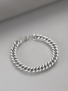 Nam Tối giản Vòng đeo tay Thép không gỉ Màu bạc - Bạc - Xem 3