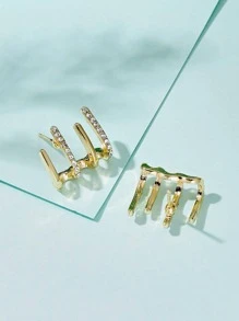 1 Cặp Thời Trang Kim Cương Giả Trang Trí Thiết Kế Hình Học Bông Tai Đinh Cho Nữ Trang Trí Hàng Ngày - Nhiều màu - Xem 1