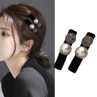 2pcs Women Round & Faux Pearl Decor Fashionable Alligator Hair Clip For Hair Decoration