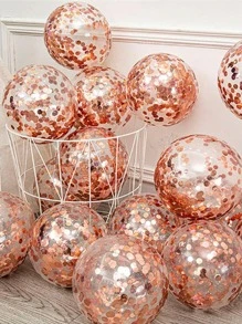 10入組五彩紙屑裝飾氣球，適合派對、假日現代裝飾氣球 - 玫瑰金 - 查看 1