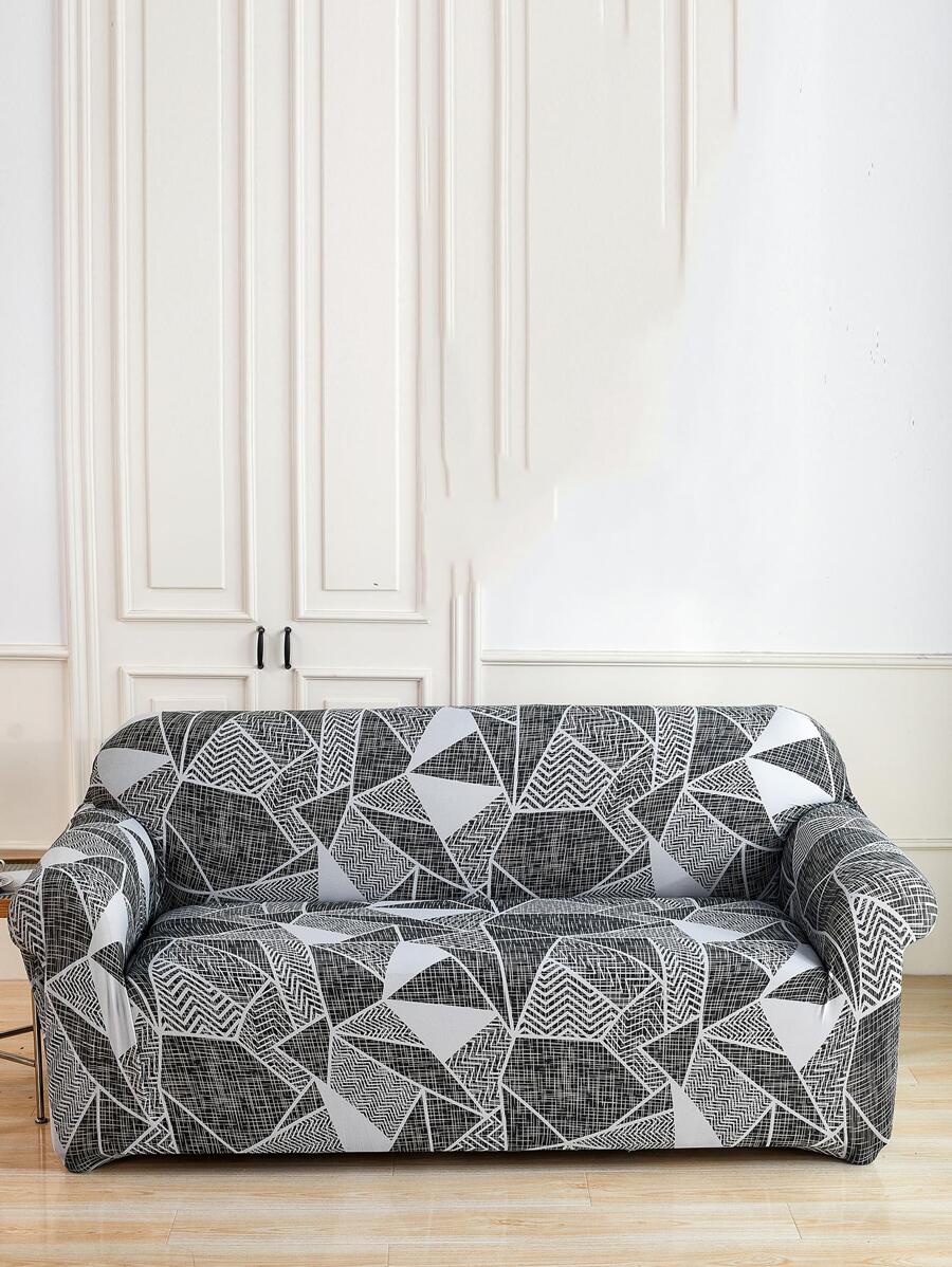 1pc Geometric Pattern Sofa Slipcover, Modern Line Geometric Pattern Stretch Sofa Slipcover For Home - Multicolor - View 1