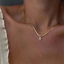 Cổ điển Ban đầu Vật rủ xuống Xương cá trích Vòng cổ dây  Đối với phụ nữ - Vàng - Xem 1