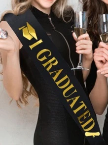 2 Chiếc Tiệc Tốt Nghiệp Tất & Bộ Băng Đô, Chữ Cái Hiện Đại & Nón In Hình Đảng Băng Đô & Tất Cho Đảng - màu đen - Xem 2