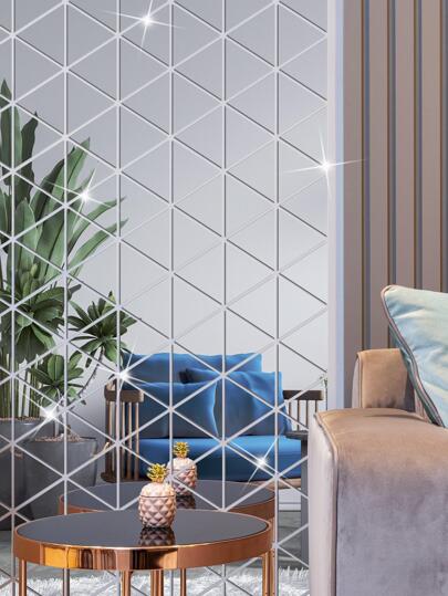 40 szt. samoprzylepnych, usuwalnych, trójkątnych akrylowych naklejek ściennych z lustrem, kreatywnych dekoracji do salonu, sypialni, przestrzeni komercyjnej, naklejek ściennych na tło kawiarni, bezproblemowa instalacja, łatwe czyszczenie, złote/srebrne/czarne dekoracje ścienne, lustro ścienne do pokoju, wystrój łazienki, wystrój salonu