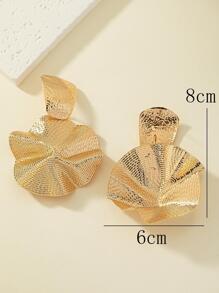 Textured Metal Asymmetric Drop Earrings - Yellow Gold - View 5