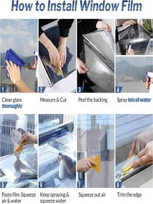 單向日間隱私窗口膜，靜電吸附遮陽UV防眩光汽車窗口色膜，適用於家居和辦公室，黑色/藍色/灰色/銀色 - 黑色 - 查看 5