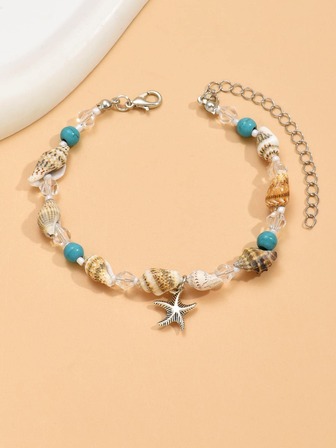 1 pieza Pulsera de cadena bohemio estrella de mar accesorio con diseño de concha para mujeres para vacación