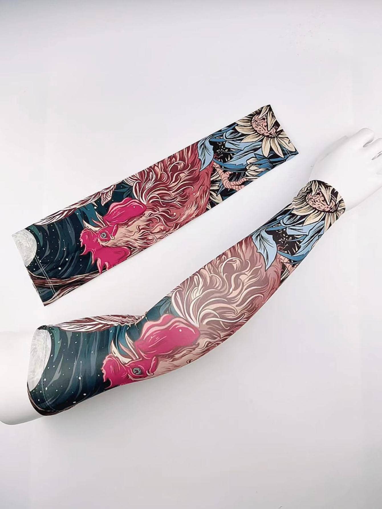 太陽防曬防UV1對雞圖案防滑防曬戶外單車冰袖