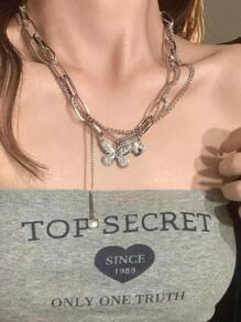 Chuỗi vòng cổ trang trí hình con bướm - Bạc - Xem 2