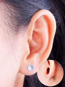 100 Sets/Pack Stainless Steel Flatback Ear Pin Set Flatback Ear Studs Holder With Stainless Steel Ear Clog Hypoallergenic DIY Earrings - Silver Gray - View 7