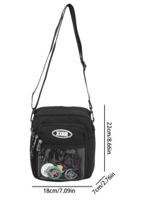 Túi đeo chéo PVC trong suốt mới có miếng vá, túi đeo chéo, túi đeo chéo thể thao cho học sinh trung học, sinh viên đại học, du lịch, trường cao đẳng, túi đựng sách, túi đeo chéo ký túc xá đa năng, đi bộ đường dài, dung tích lớn, đa năng, quà tặng di động, quà tặng kỳ nghỉ, quà tặng vui nhộn, quà tặng ngày lễ, túi đeo ngực, túi da, túi đeo hông, túi tote, túi màu đen, túi đựng đồ dùng thiết yếu ngày lễ, túi đeo chéo cắm trại, túi đeo chéo nam, túi đeo vai mùa hè, túi xách mùa hè, túi nghỉ xuân, túi đeo chéo, ví đựng đồ dùng học tập - màu đen - Xem 5