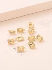 10入組/套方形DIY耳環配件 - 金色 - 查看 3