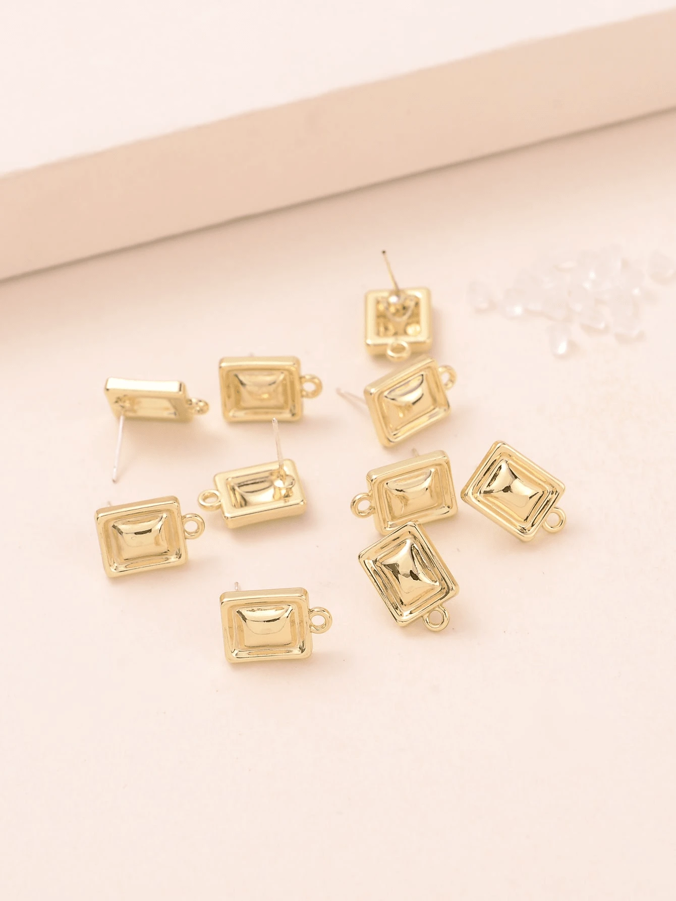 10入組/套方形DIY耳環配件 - 金色 - 查看 1
