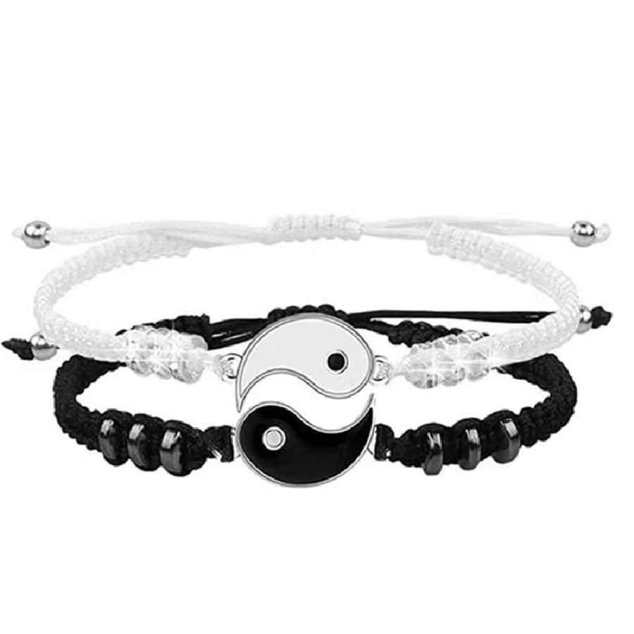 Best Friend Bracelets for 2 Matching Yin Yang Adjustable Cord Bracelet for BFF Friendship