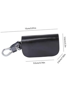 Billetera para llaves de automóvil Pu para hombres con funda protectora para llaves de control remoto y cremallera, titular de llaves y estuche para llaves en color negro - Negro - Ver 4