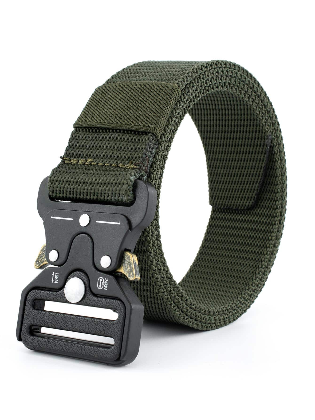 1入組男士綠色插扣休閒街皮帶適用於日常生活 - 軍綠色 - 查看 1