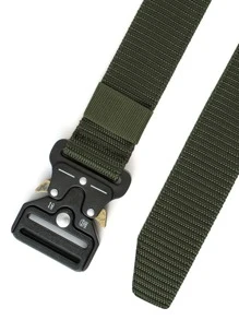 1入組男士綠色插扣休閒街皮帶適用於日常生活 - 軍綠色 - 查看 3