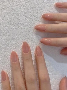 24Pcs Almond-Shaped Short Ombre Pink Glitter Nail Tips With 1Pc Buffer Block And 1Pc Jelly Gel Press On Nails Nail Supplies Nails - Multicolor - View 2