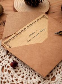 12pcs/Set, Includes 2 Envelopes, 4 Letter Papers, 2 Random Sealing Stickers, 2 Accessories, 2 Linen Ropes, Grid, A5 Size 5.7*8.2inch Back To School - Brown - View 3