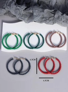 5 đôi/bộ Bông Tai Vòng Đính Hạt Thời Trang Dành Cho Nữ Trang Trí Hàng Ngày - Màu xanh hải quân - Xem 9