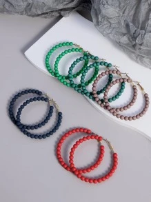 5 đôi/bộ Bông Tai Vòng Đính Hạt Thời Trang Dành Cho Nữ Trang Trí Hàng Ngày - Màu xanh hải quân - Xem 3