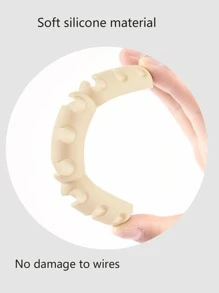 1pc USB Data Cable Storage Rack, Simple Solid Desktop Self-adhesive Mobile Phone Charger Cable Clamp For Home, Office - Beige - View 9