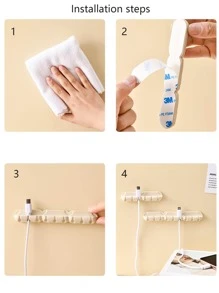 1pc USB Data Cable Storage Rack, Simple Solid Desktop Self-adhesive Mobile Phone Charger Cable Clamp For Home, Office - Beige - View 10