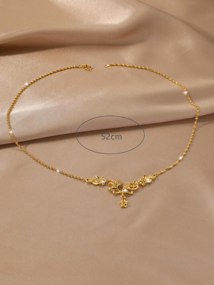 1pc Fashion Copper Flower Pendant Necklace For Women For Daily Decoration Valentines