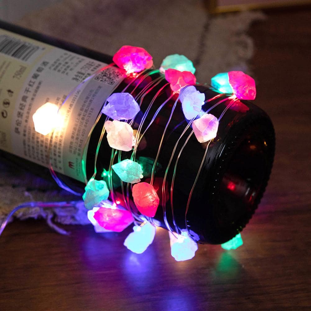 Natural amethyst decorative lights crystal string lights hanging healing Reiki jewelry Suitable for room wedding decoration - Nhiều màu - Xem 1