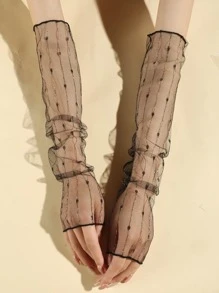 1對女士素色休閒袖套適用於日常生活 - 黑色 - 查看 1